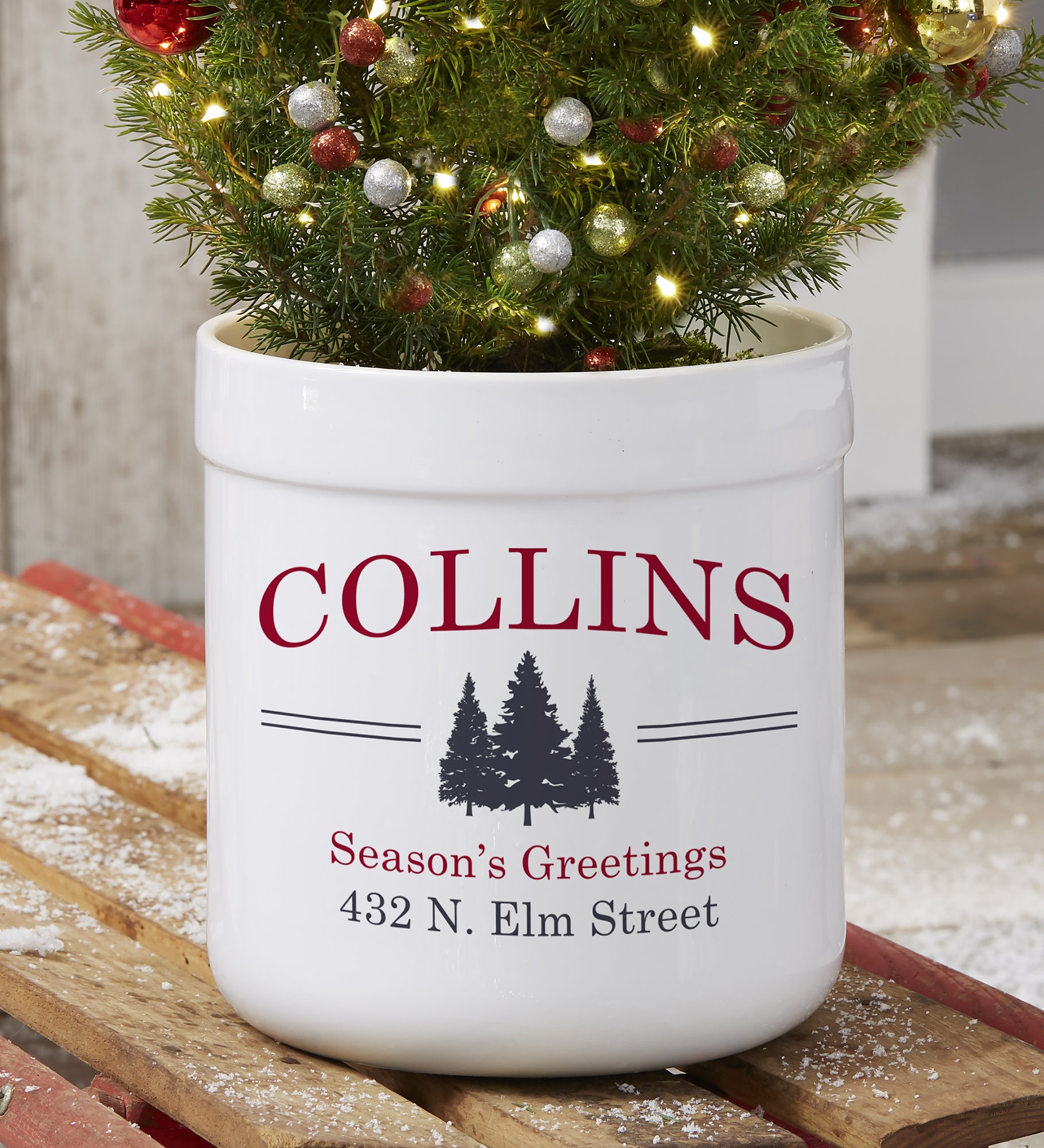 Vintage Holiday Personalized Outdoor Flower Pot